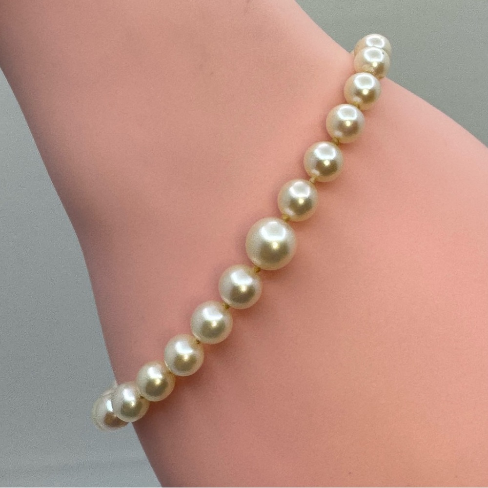 Vintage Genuine Pearl Bracelet 7” Sterling Silver Box Clasp Classic